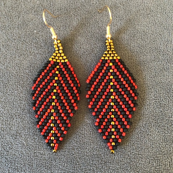 Jewelry - Handmade earrings in red, black and gold